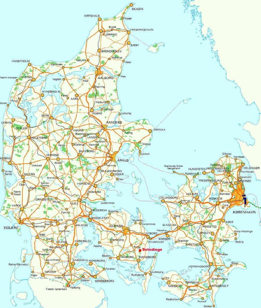 Karten von Dänemark mit Straßenkarte und Strandkarte