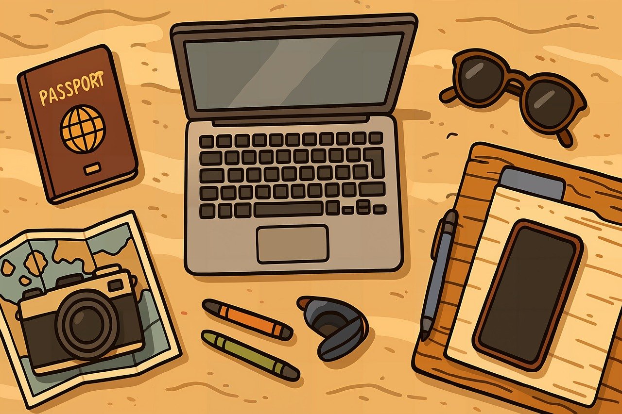 Digitaler Nomade am Strand