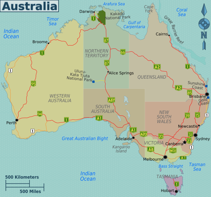 Australien Strassenkarte