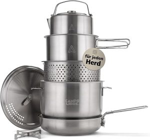 Camping Kochgeschirr aus Edelstahl Camping Kochgeschirr aus Edelstahl