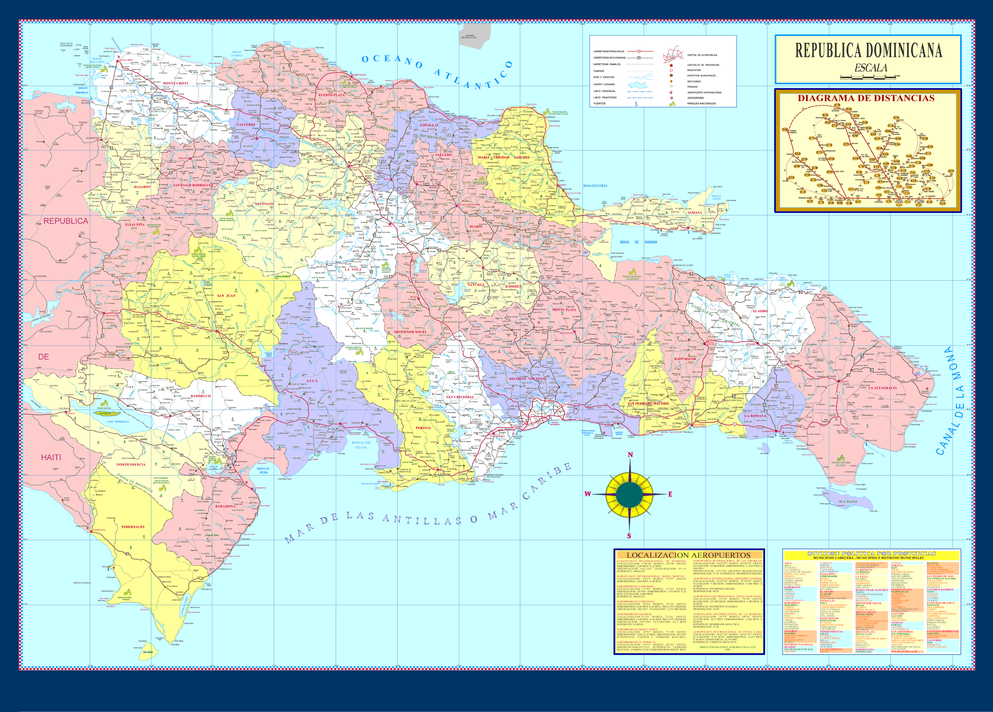 Dominikanische Republik Strassenkarte