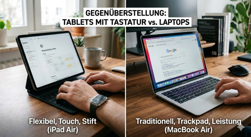 Gegenüberstellung Tablet zu Laptop Gegenüberstellung Tablet zu Laptop