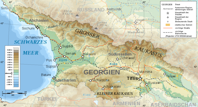 Georgien Karte Topographie