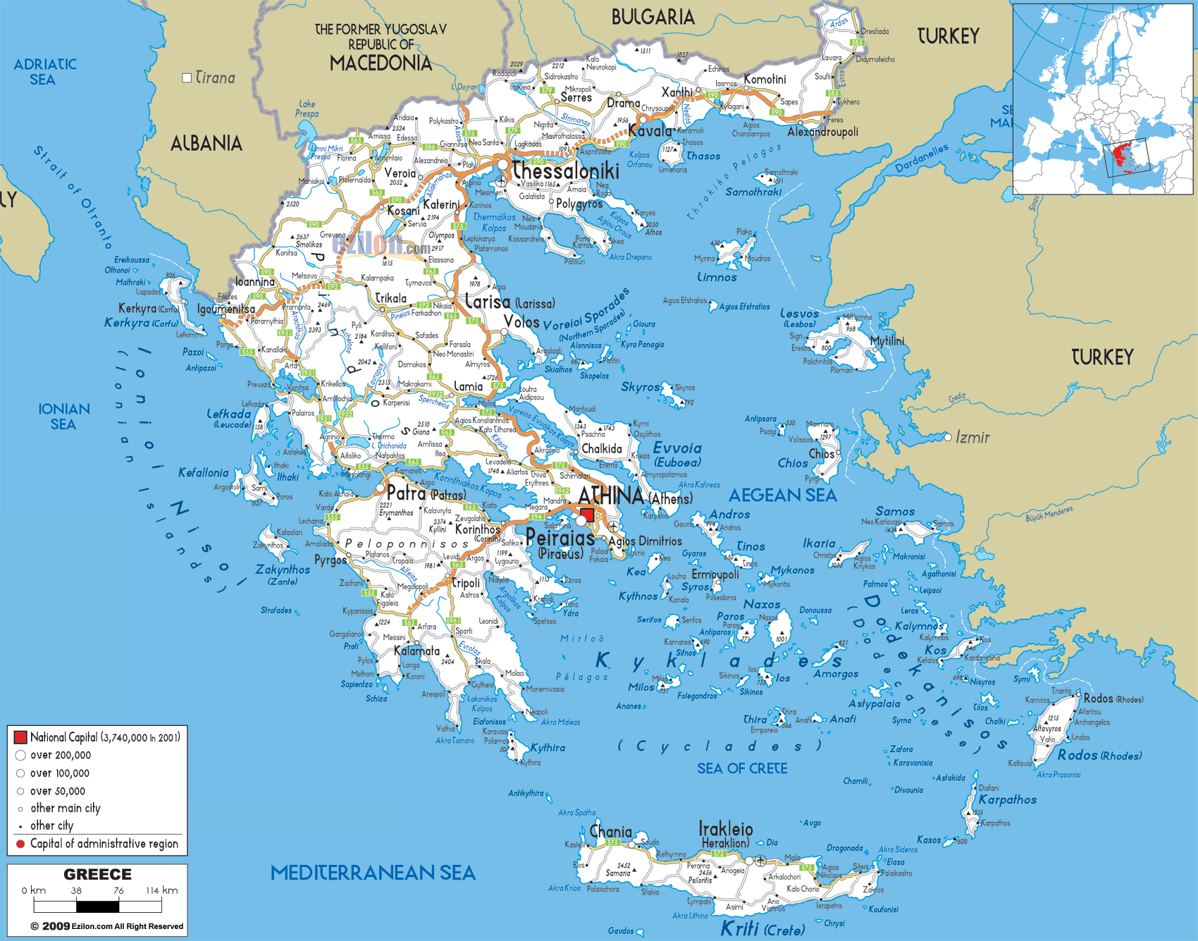 Griechenland Strassenkarte