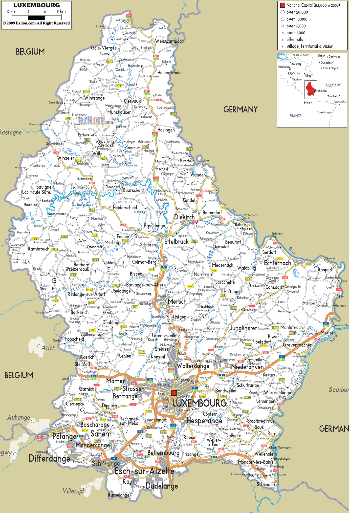 Luxemburg Strassenkarte