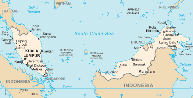 Malaysia Übersichtskarte