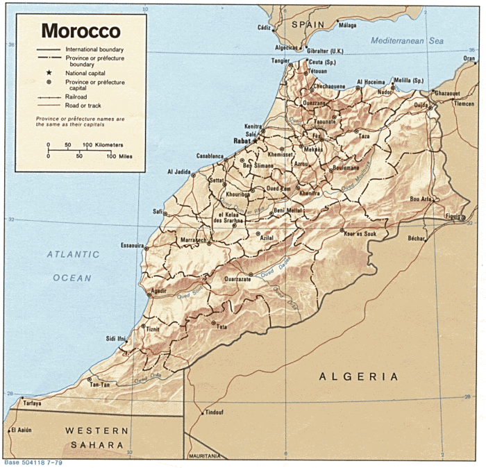 Marokko Reliefkarte