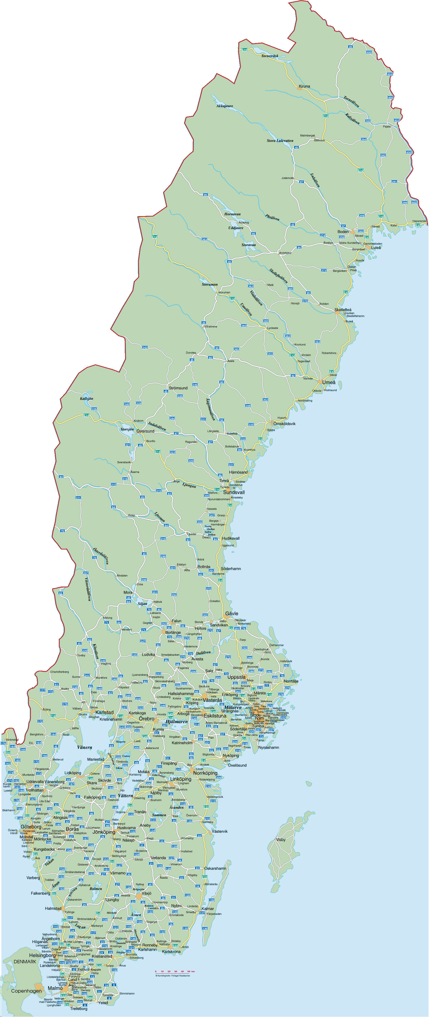 Schweden Strassenkarte