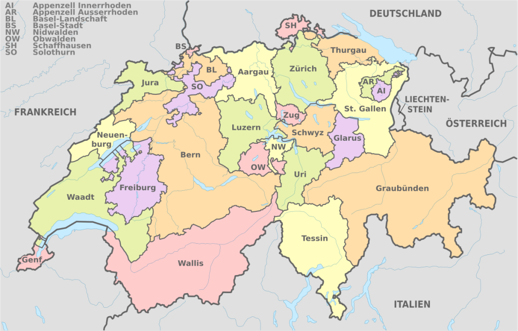 Schweiz Karte Kantone