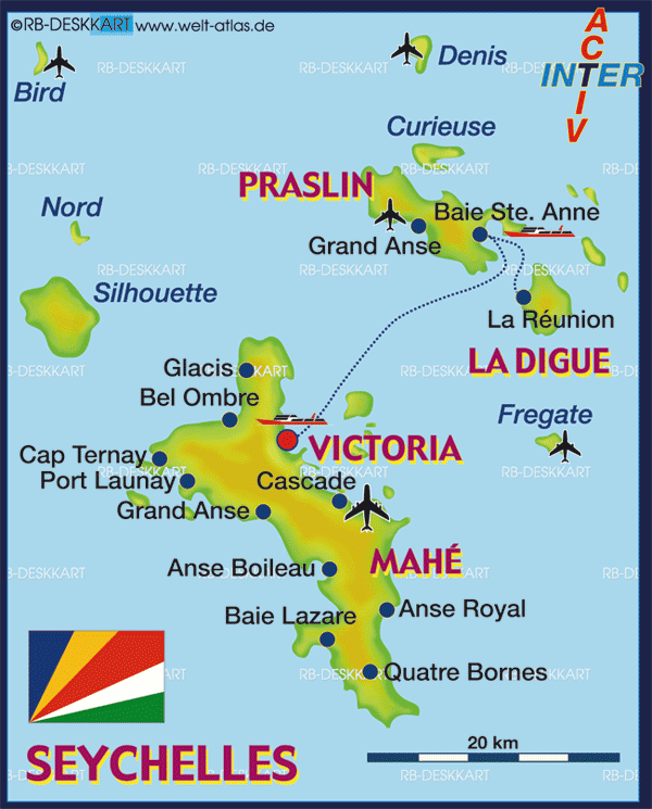 Seychellen Hauptinseln Karte