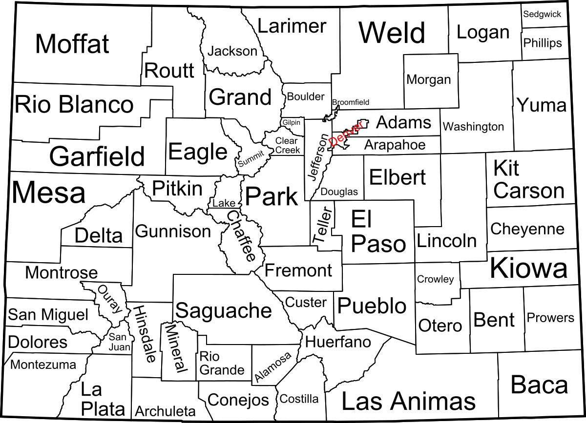 Karte Colorado Bezirke