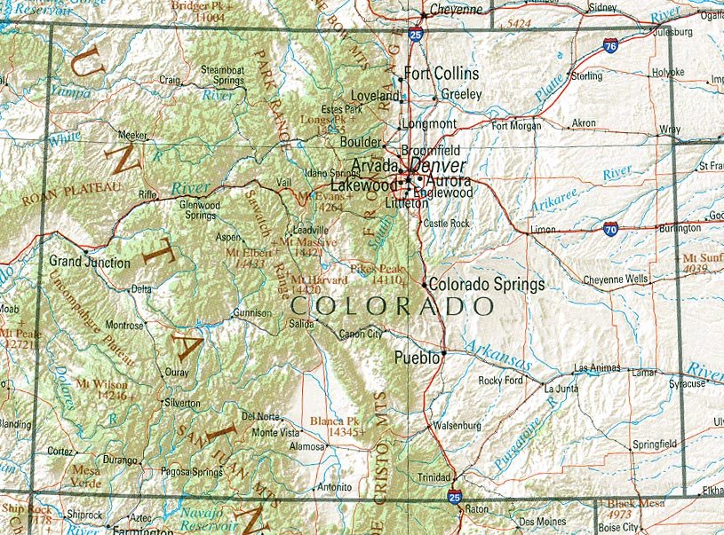 Karte Colorado Geographische Karte
