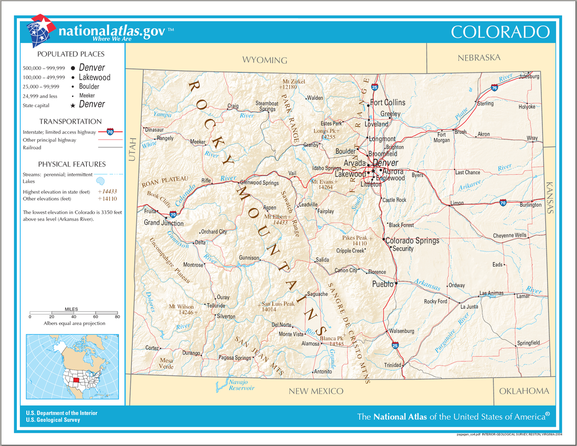 Karte Colorado Strassenkarte