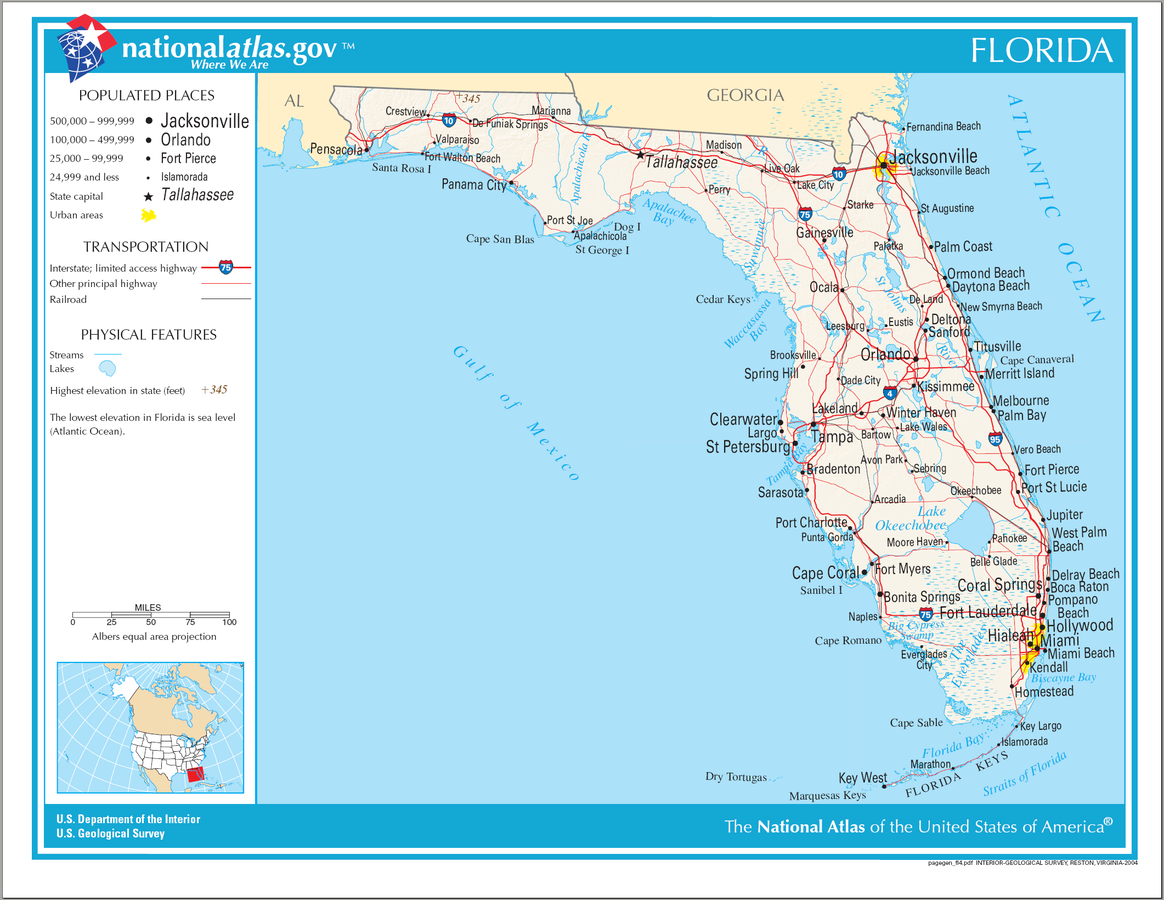 USA Karte Florida Strassenkarte