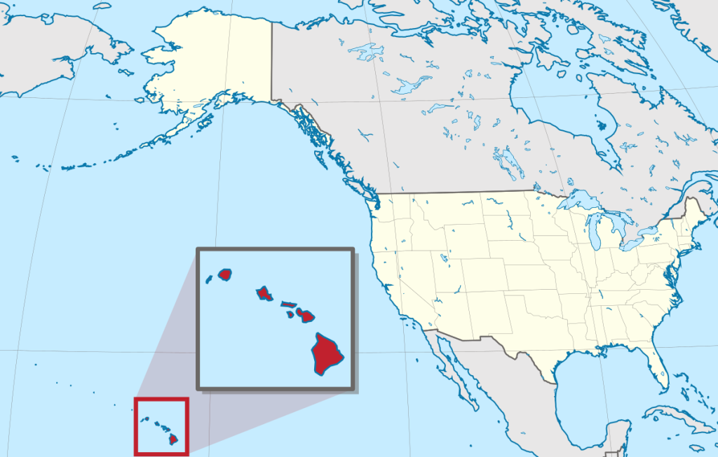 Karten USA - Hawaii (HI) mit Straßenkarte und Bevölkerungsdichte
