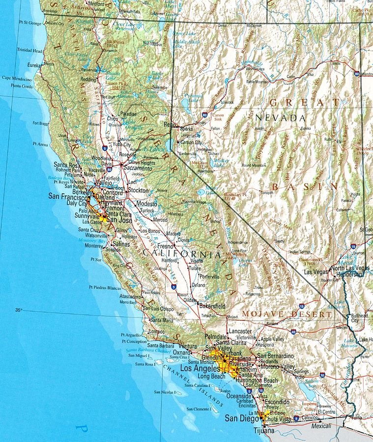 USA Karte Kalifornien Landkarte