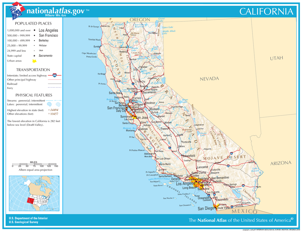 USA Karte Kalifornien Strassenkarte