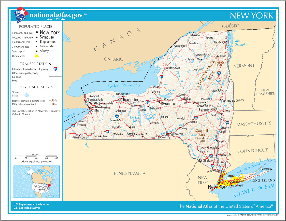 USA Karte New York Strassenkarte