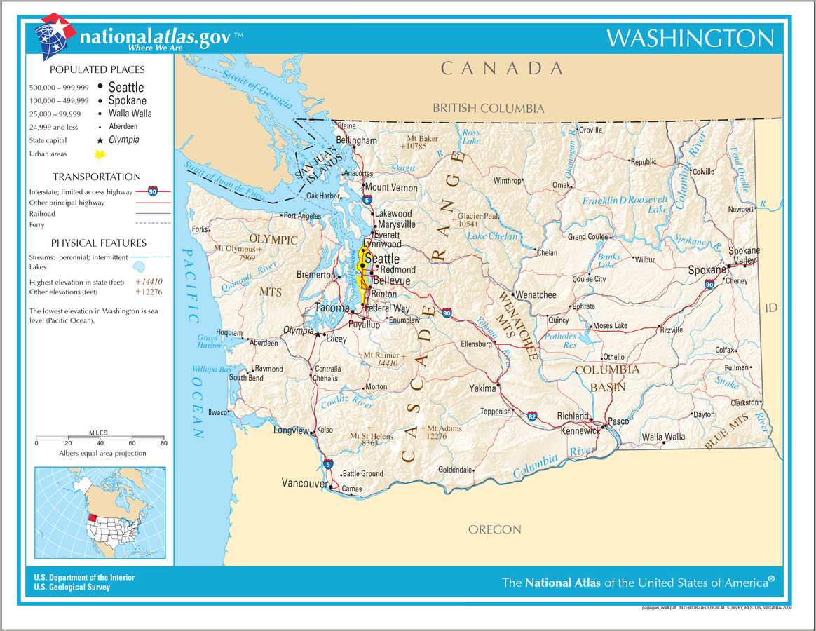 USA Karte Washington Strassenkarte
