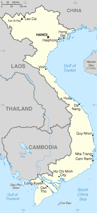 Vietnam mit Nachbarstaaten
